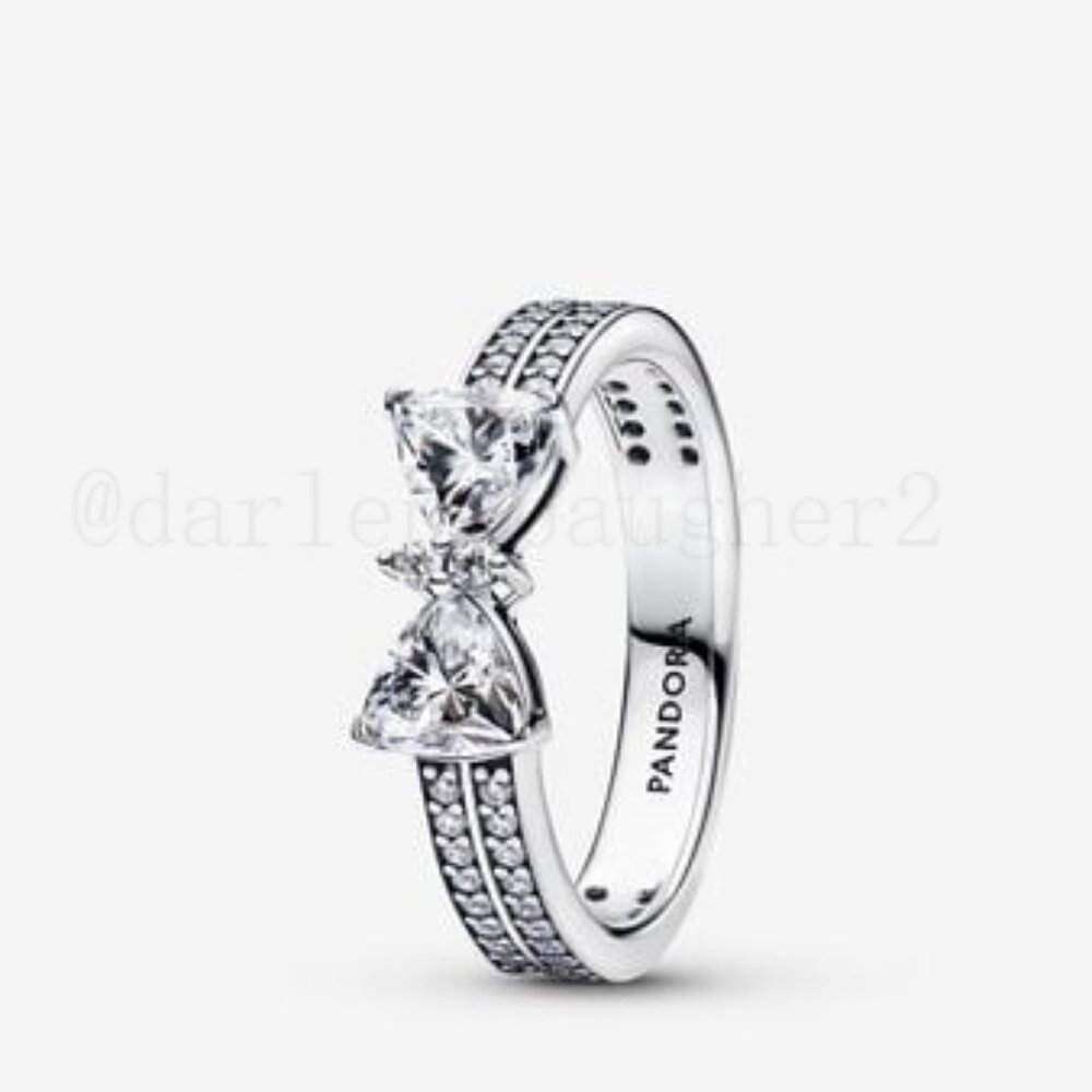 Pandora Sparkling Bow Double Ring
